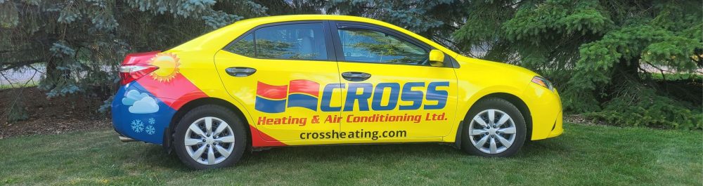 Cross Car with greenery in the background.