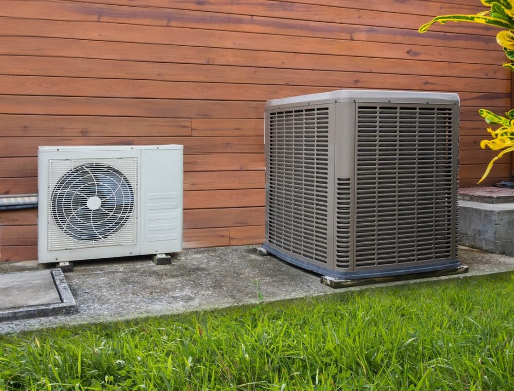 Heat pump outdoor unit using electricity with no exhaust gases to vent